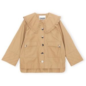 GANNI Ruffle Trim Puritan Collar Jacket